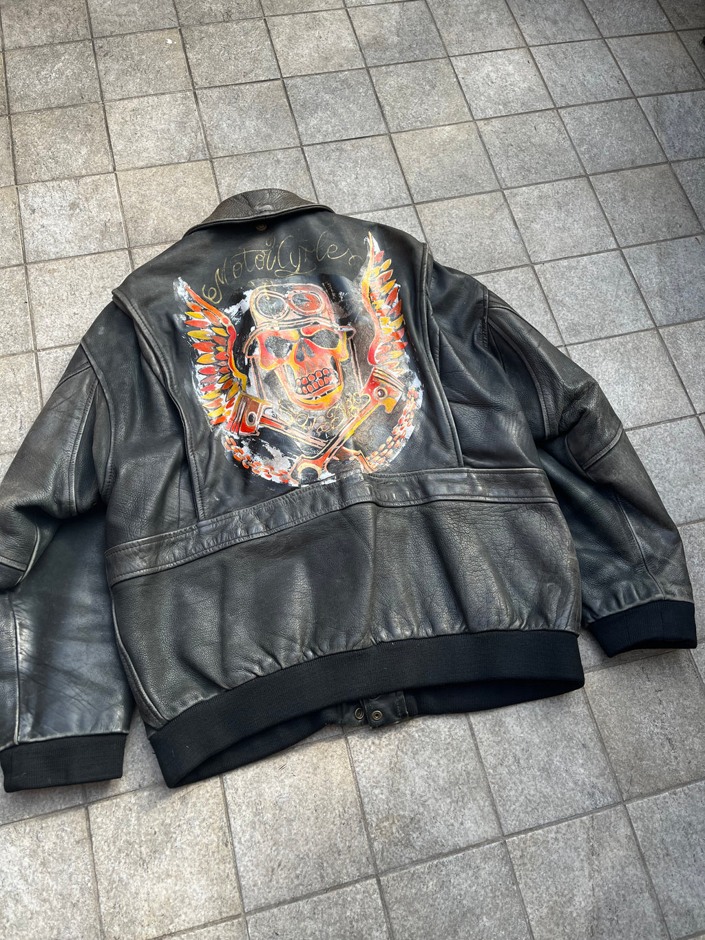 Jordache A-2 Handpainted aviator Bomber Jacket