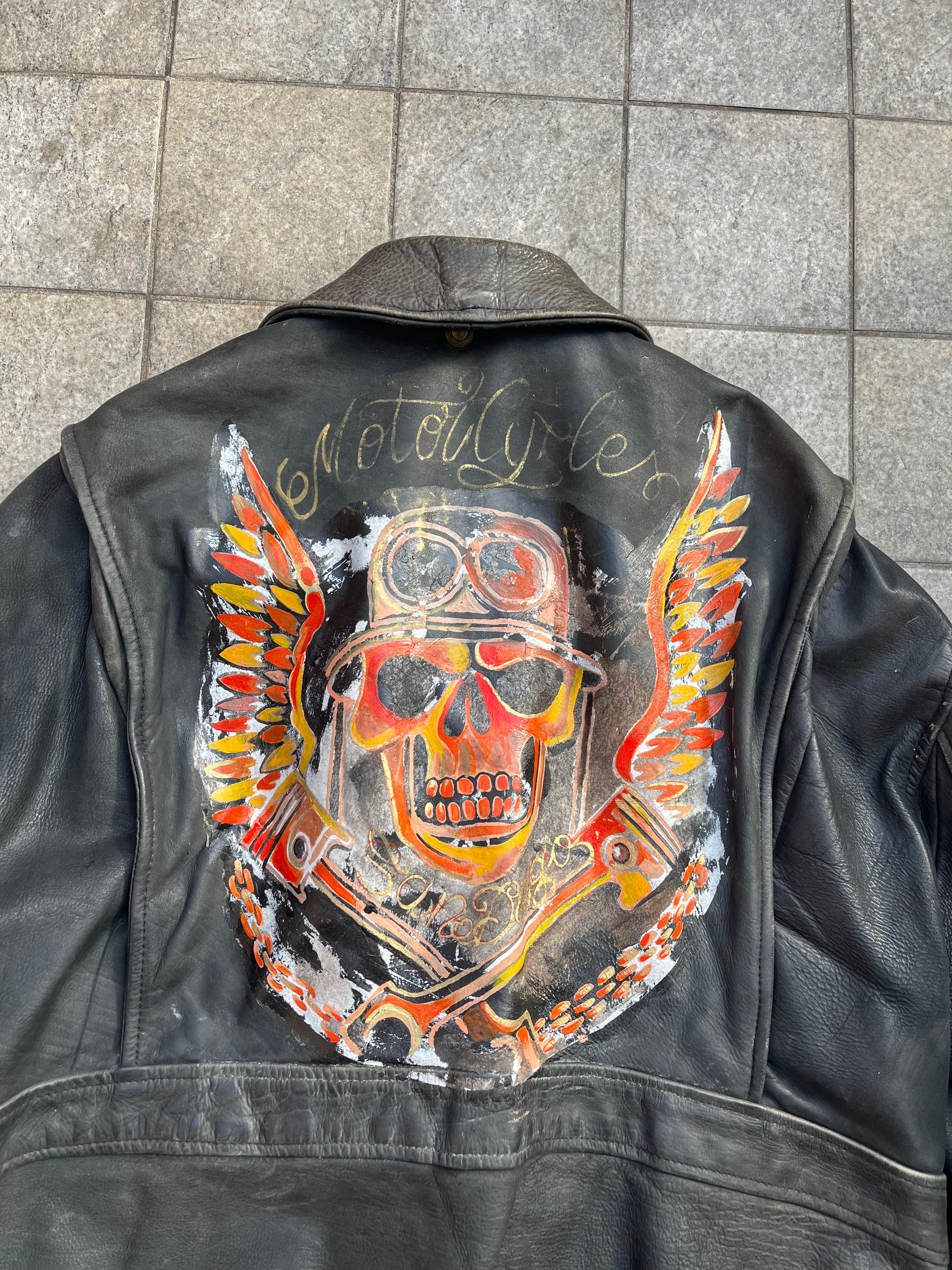 Jordache A-2 Handpainted aviator Bomber Jacket