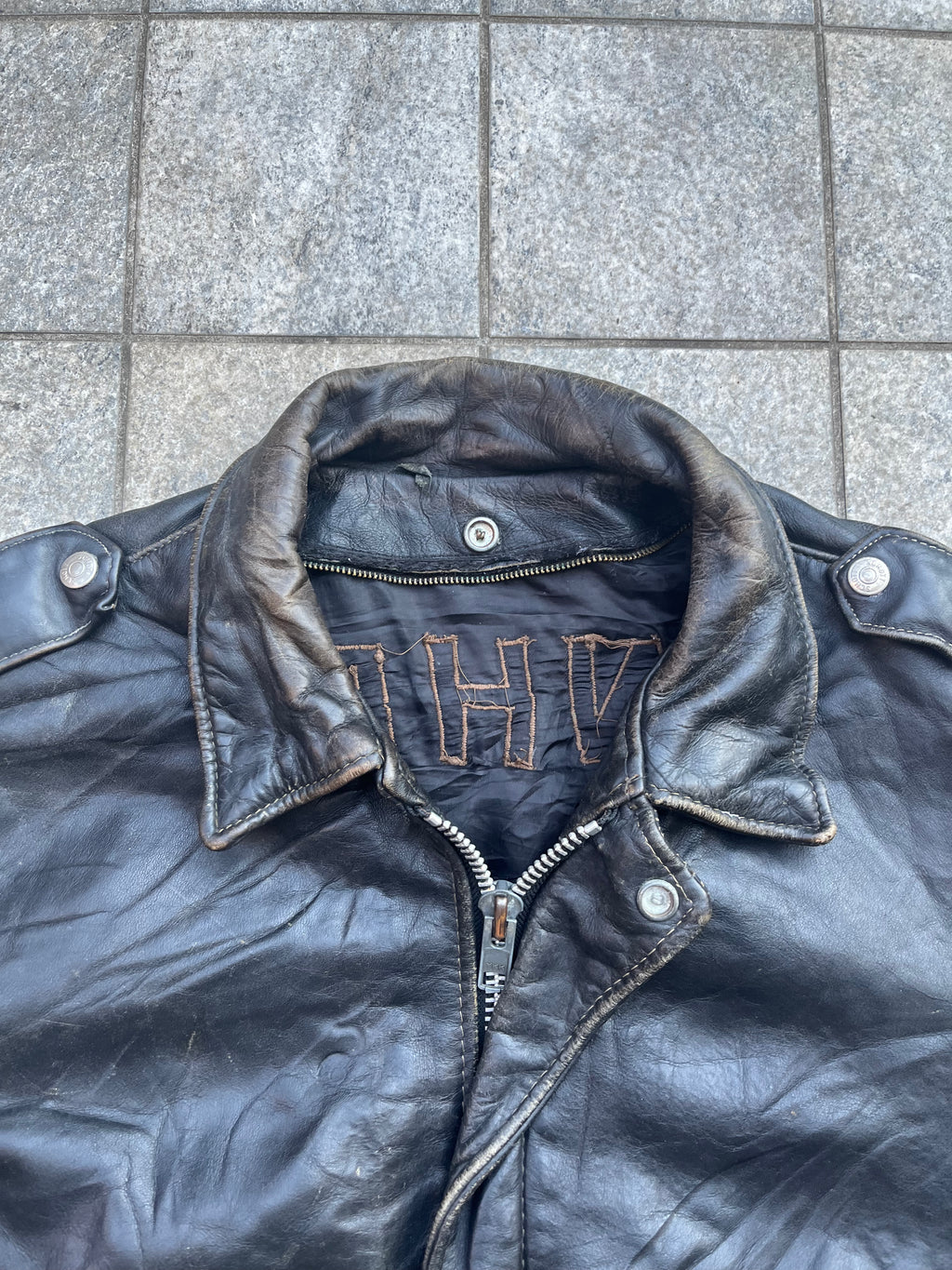Vintage Schott bomber Jacket with harley davidson patch