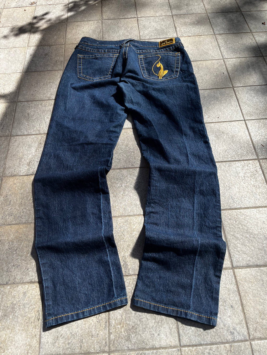Vintage Cat embroidered Baby Phat Flared Jeans