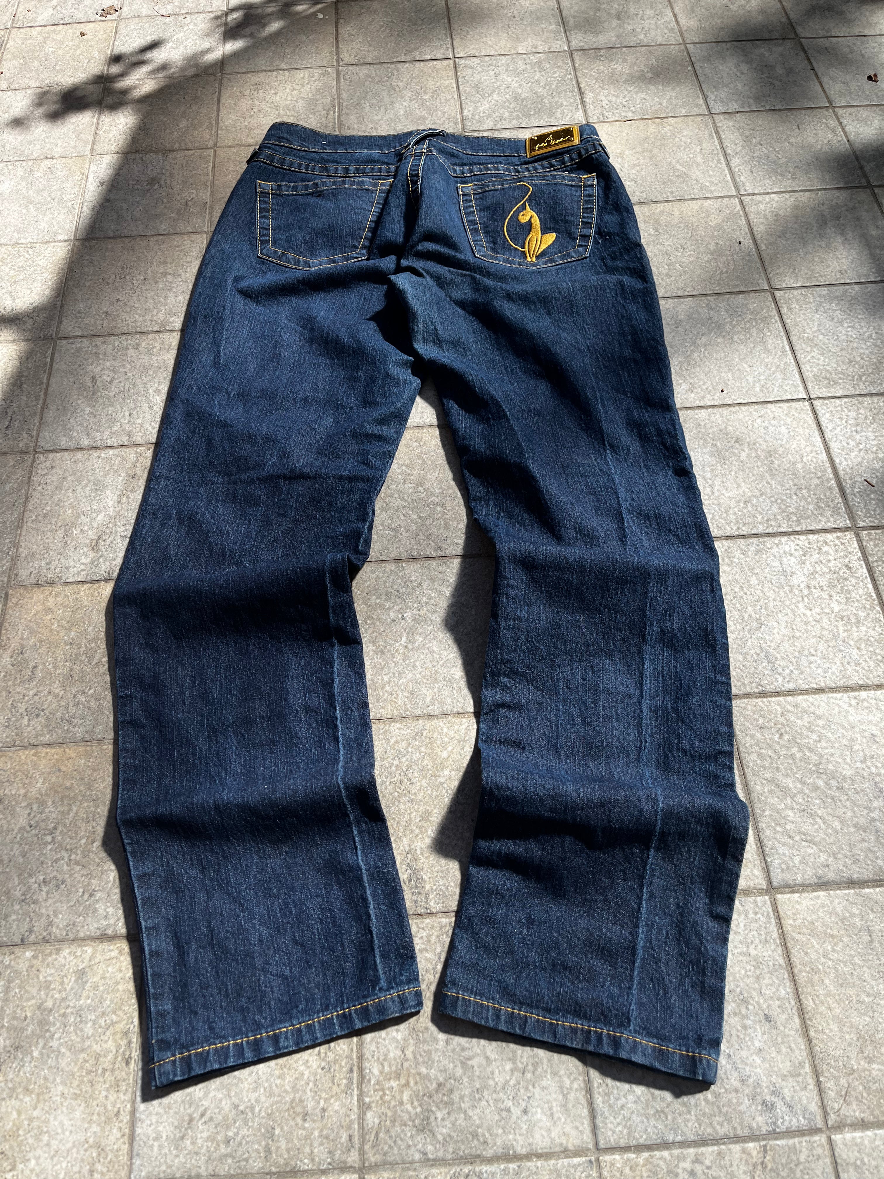 Vintage Cat embroidered Baby Phat Flared Jeans