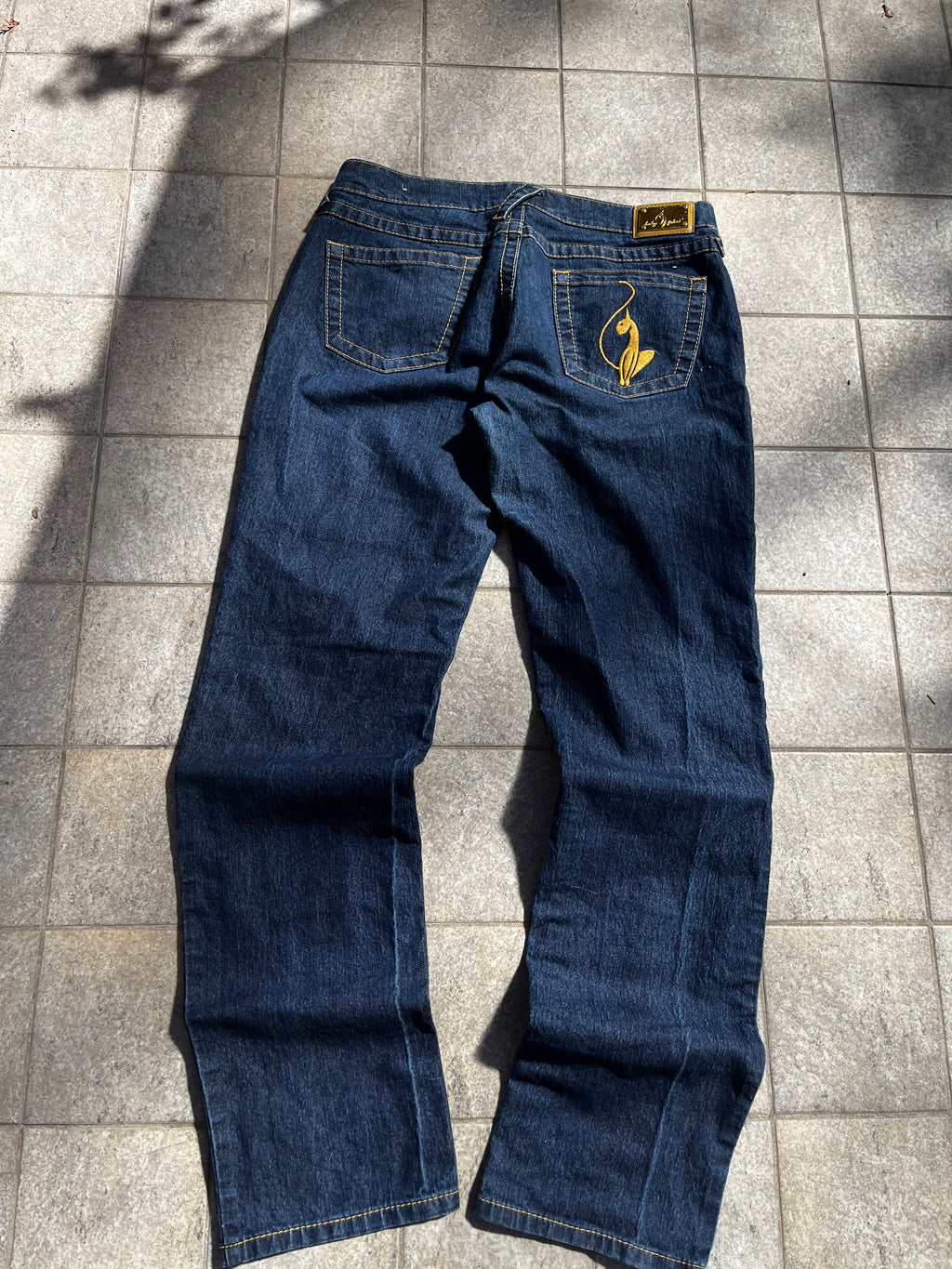 Vintage Cat embroidered Baby Phat Flared Jeans