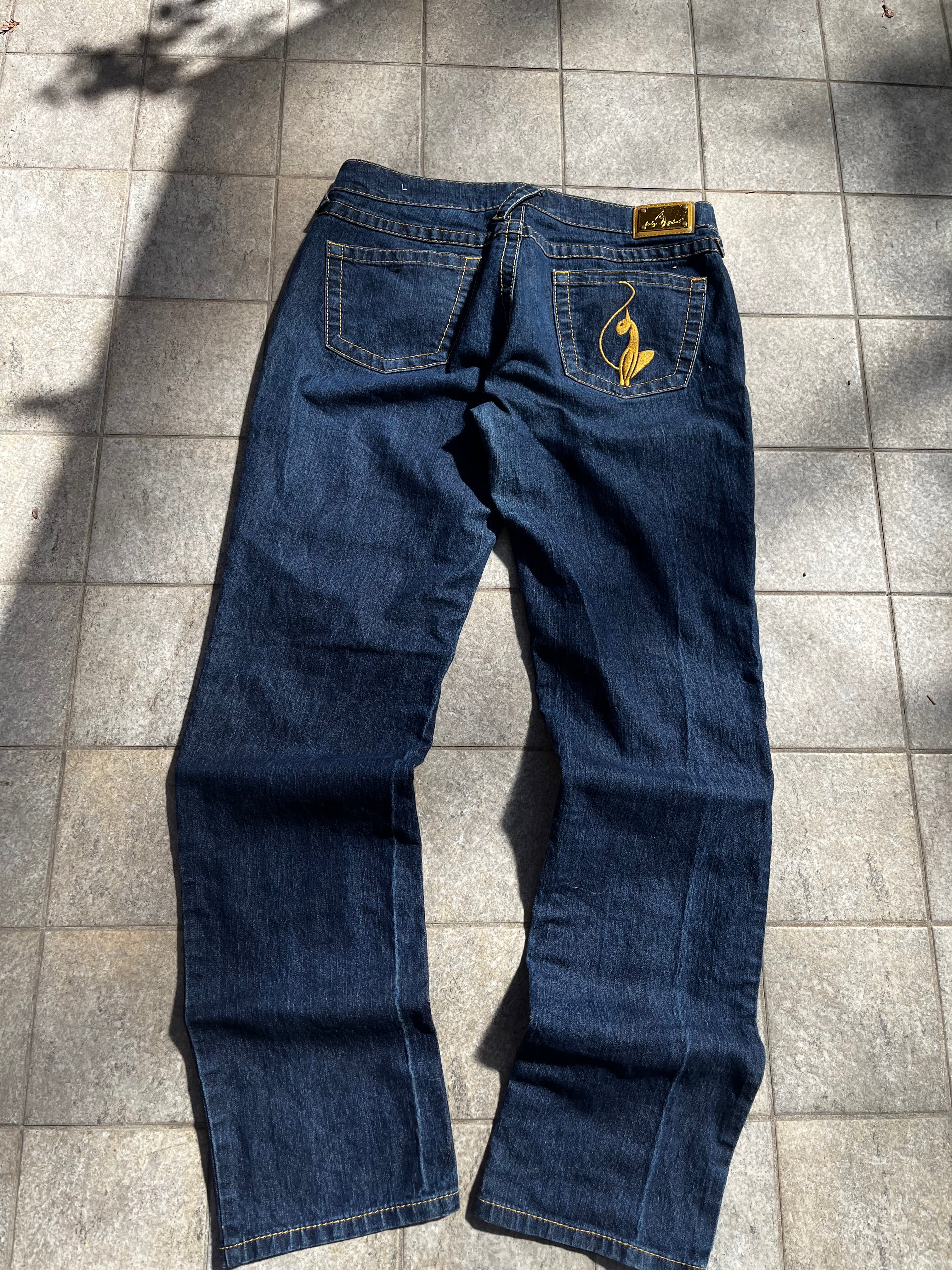 Vintage Cat embroidered Baby Phat Flared Jeans