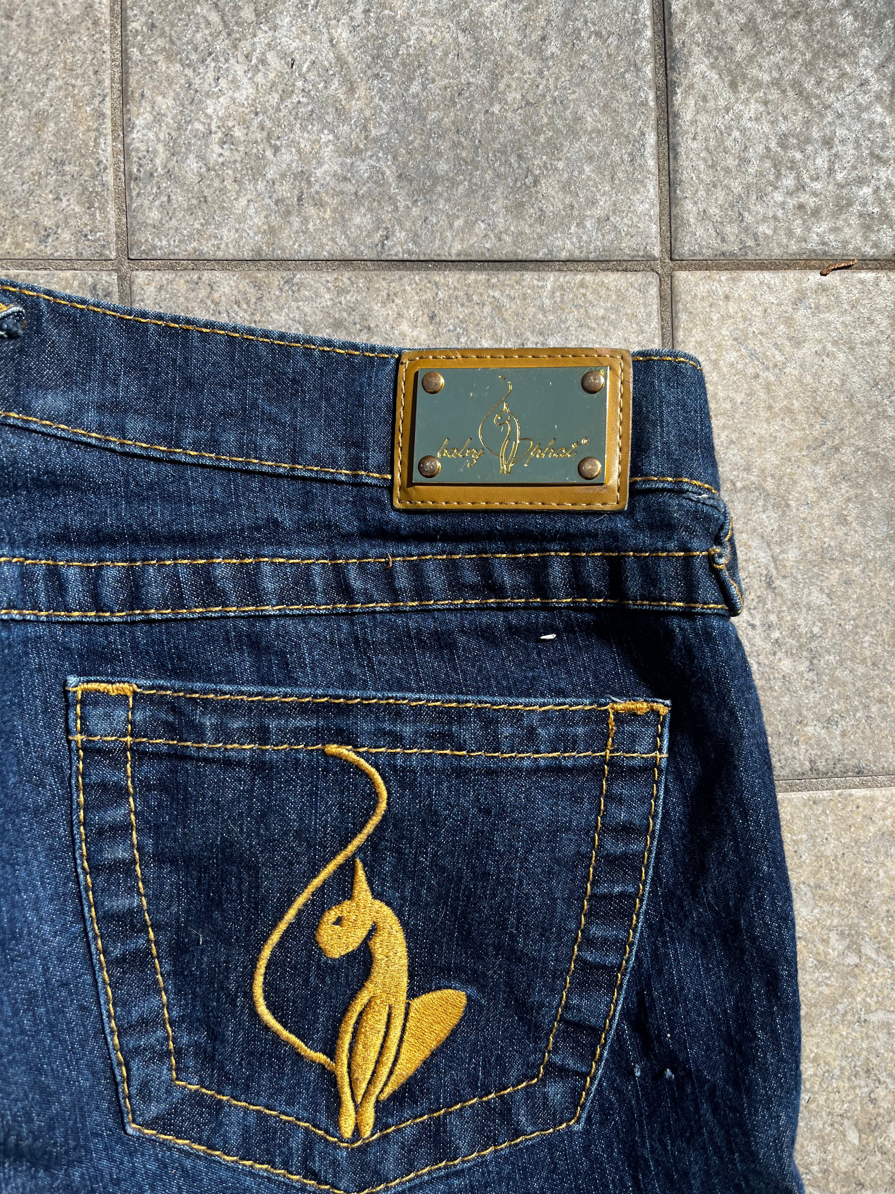 Vintage Cat embroidered Baby Phat Flared Jeans