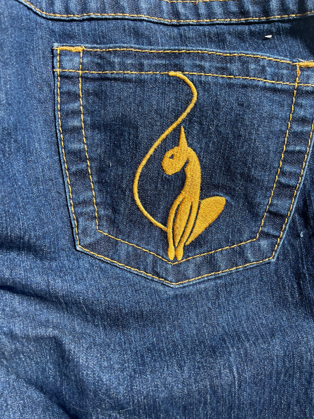 Vintage Cat embroidered Baby Phat Flared Jeans