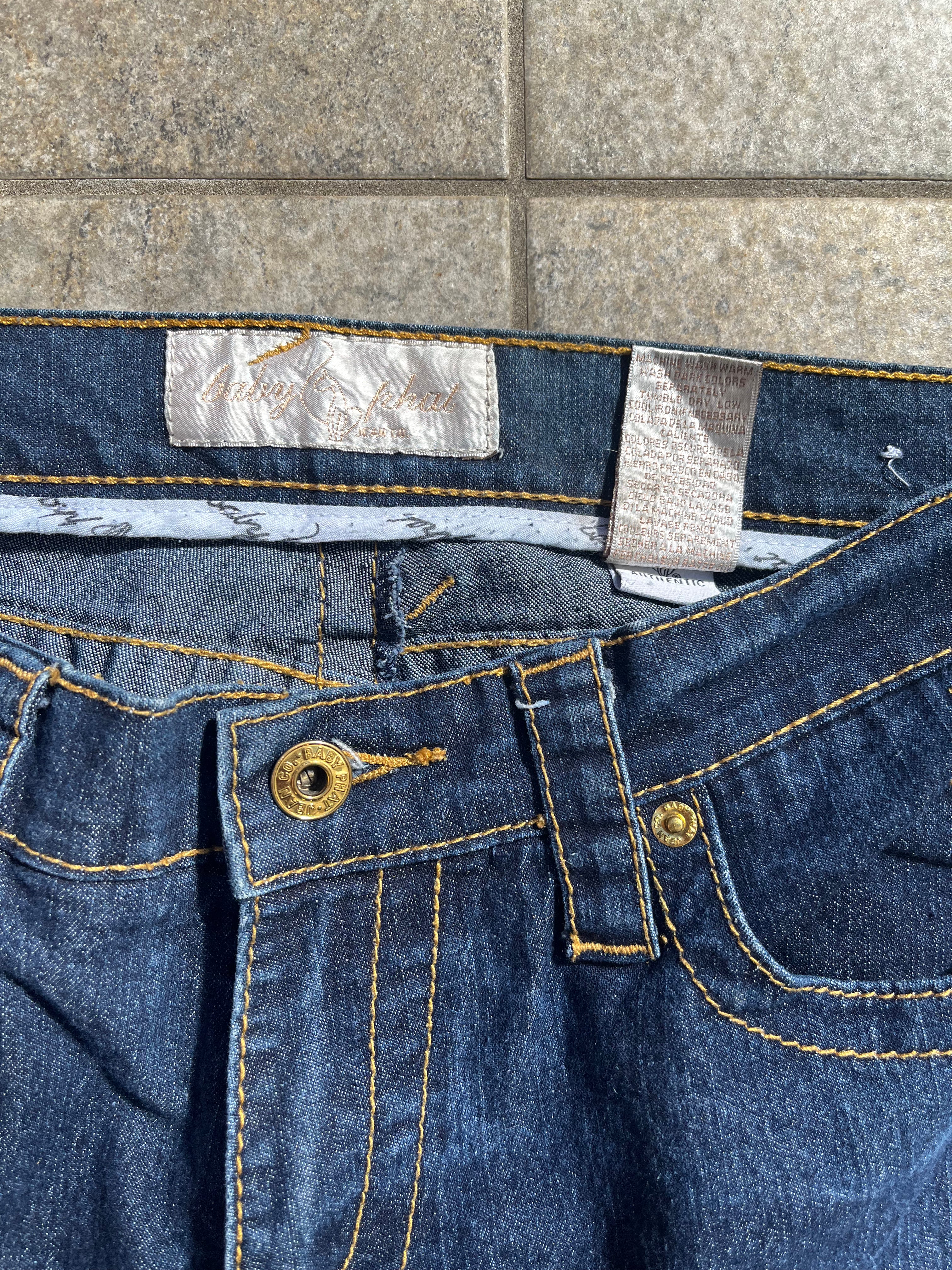 Vintage Cat embroidered Baby Phat Flared Jeans