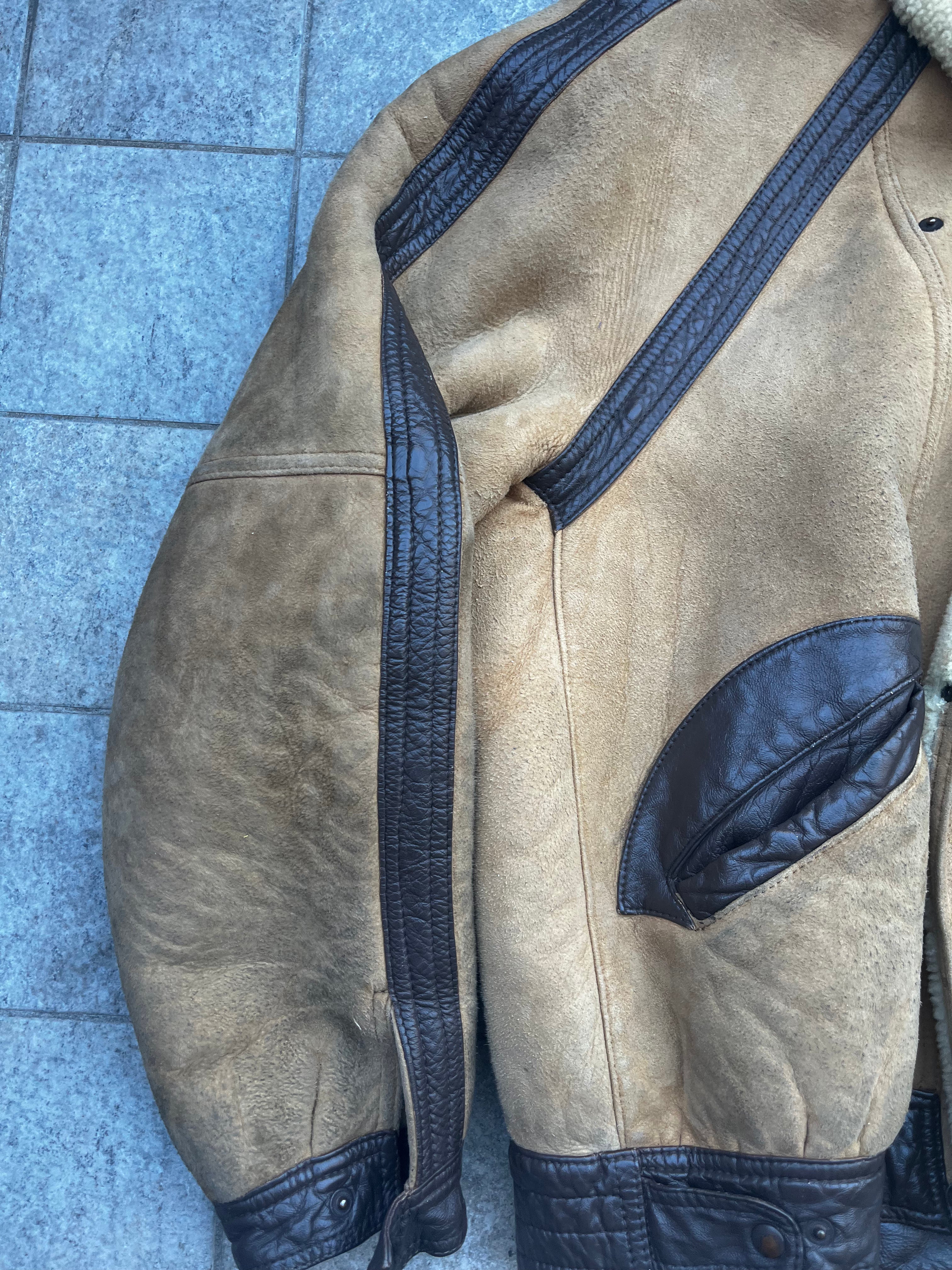 Size L vintage aviator Shearling Leather Jacket
