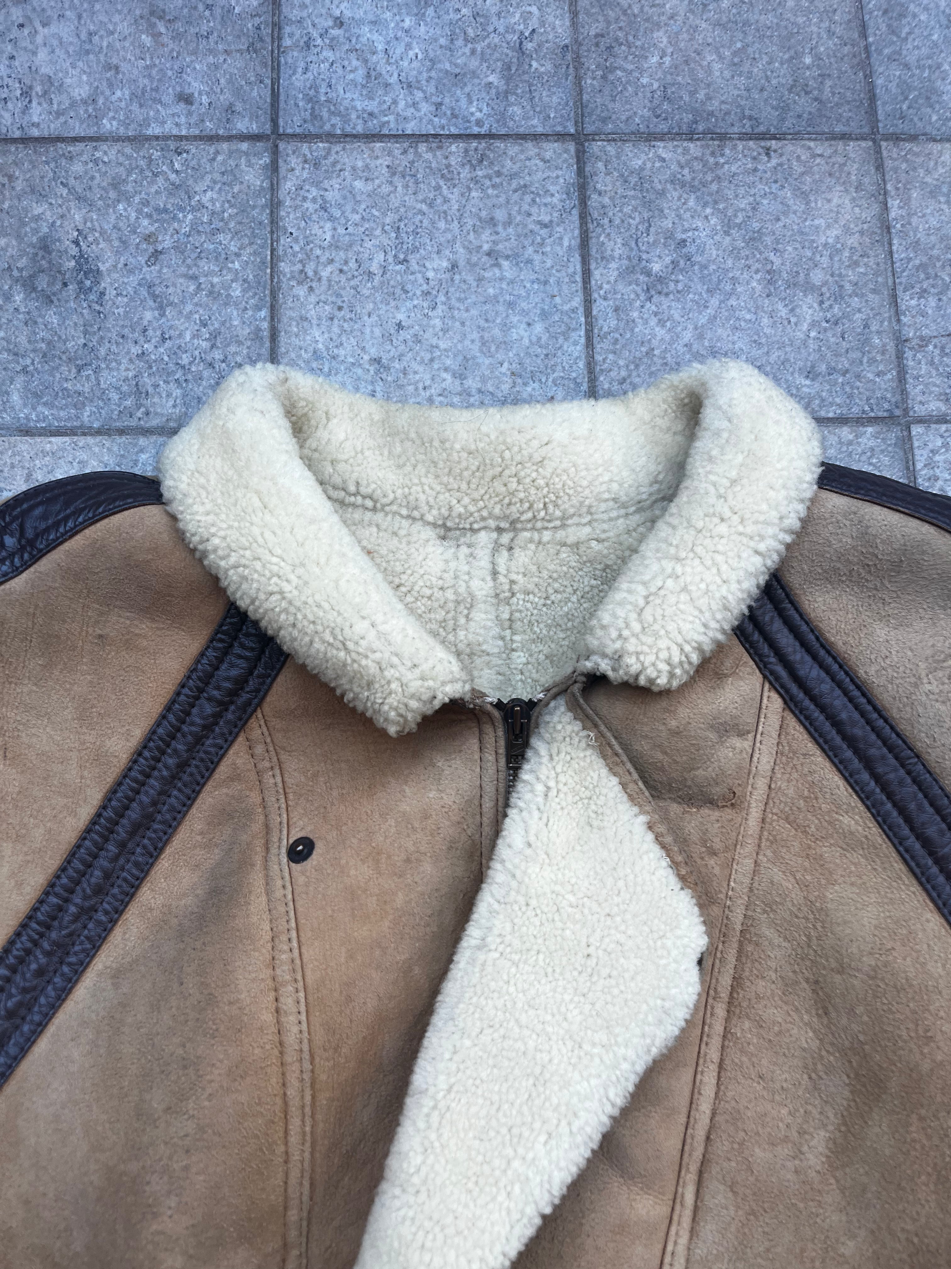 Size L vintage aviator Shearling Leather Jacket