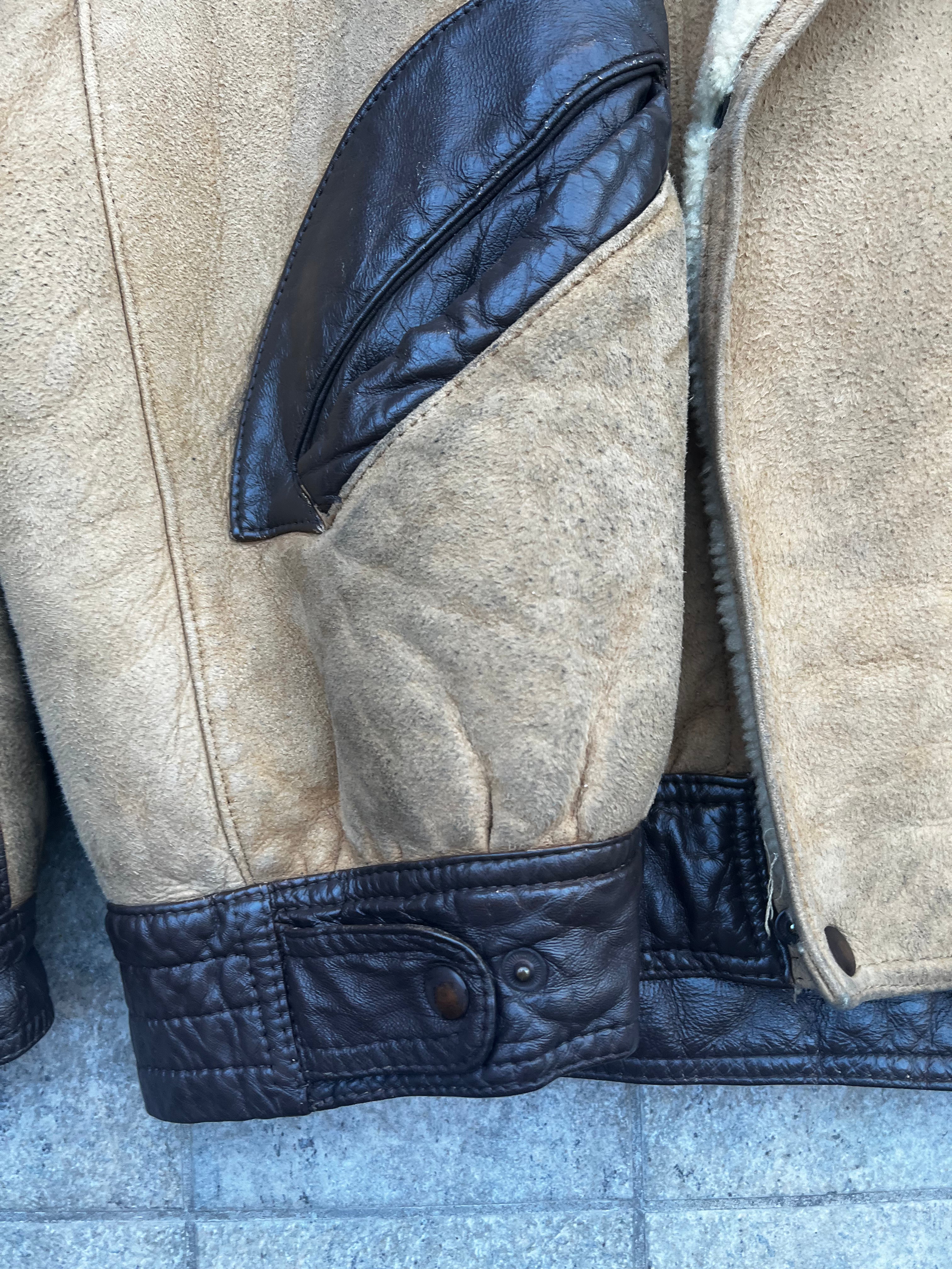 Size L vintage aviator Shearling Leather Jacket