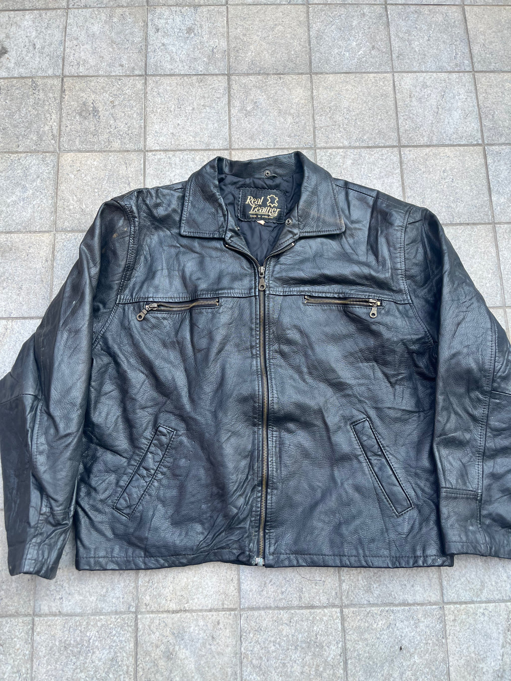 Real Leather Bomber Jacket