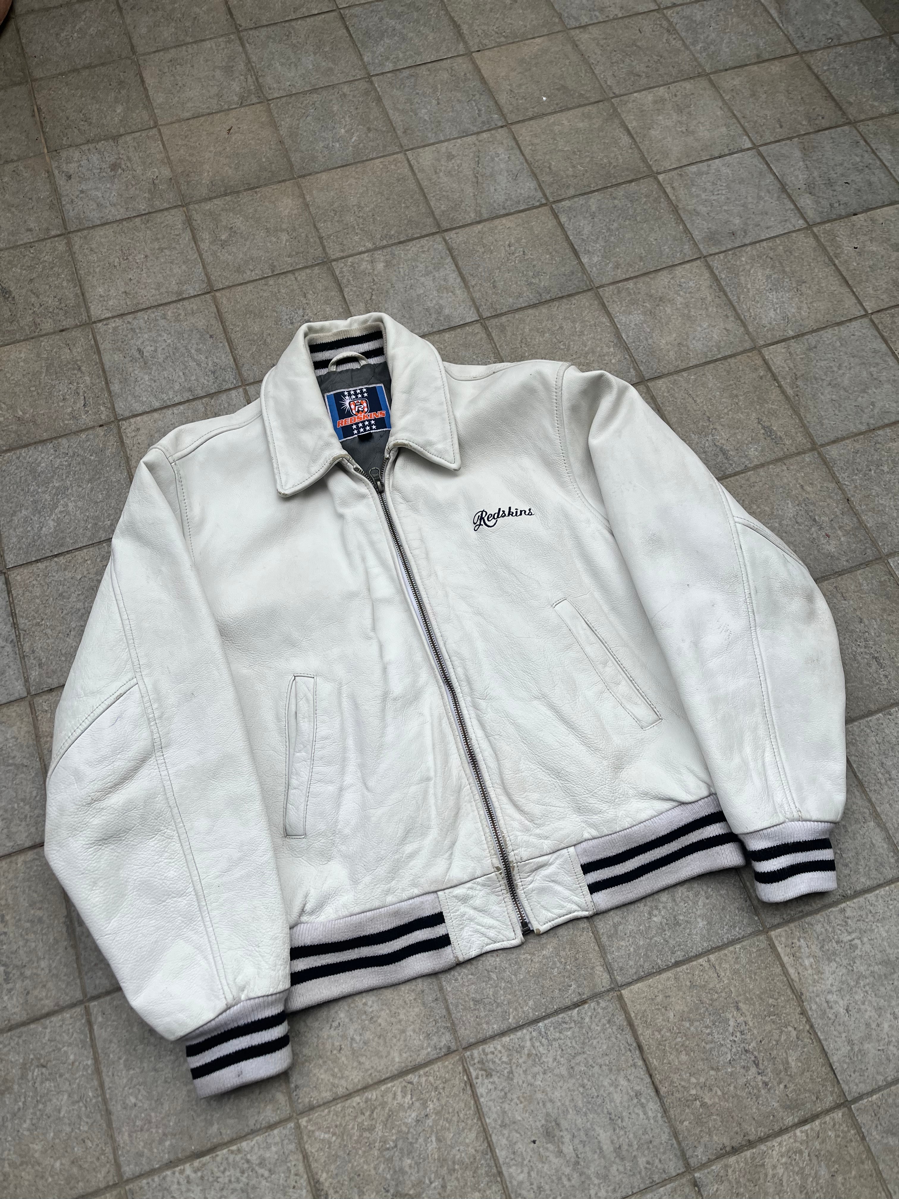 Redskins Total white Varsity Leather Jacket