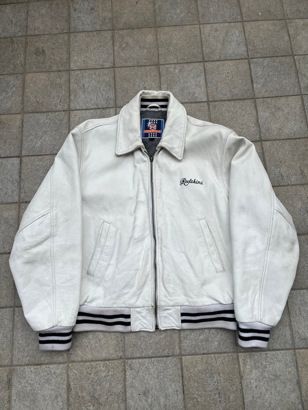 Redskins Total white Varsity Leather Jacket