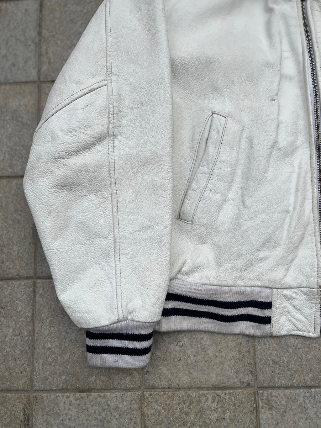 Redskins Total white Varsity Leather Jacket