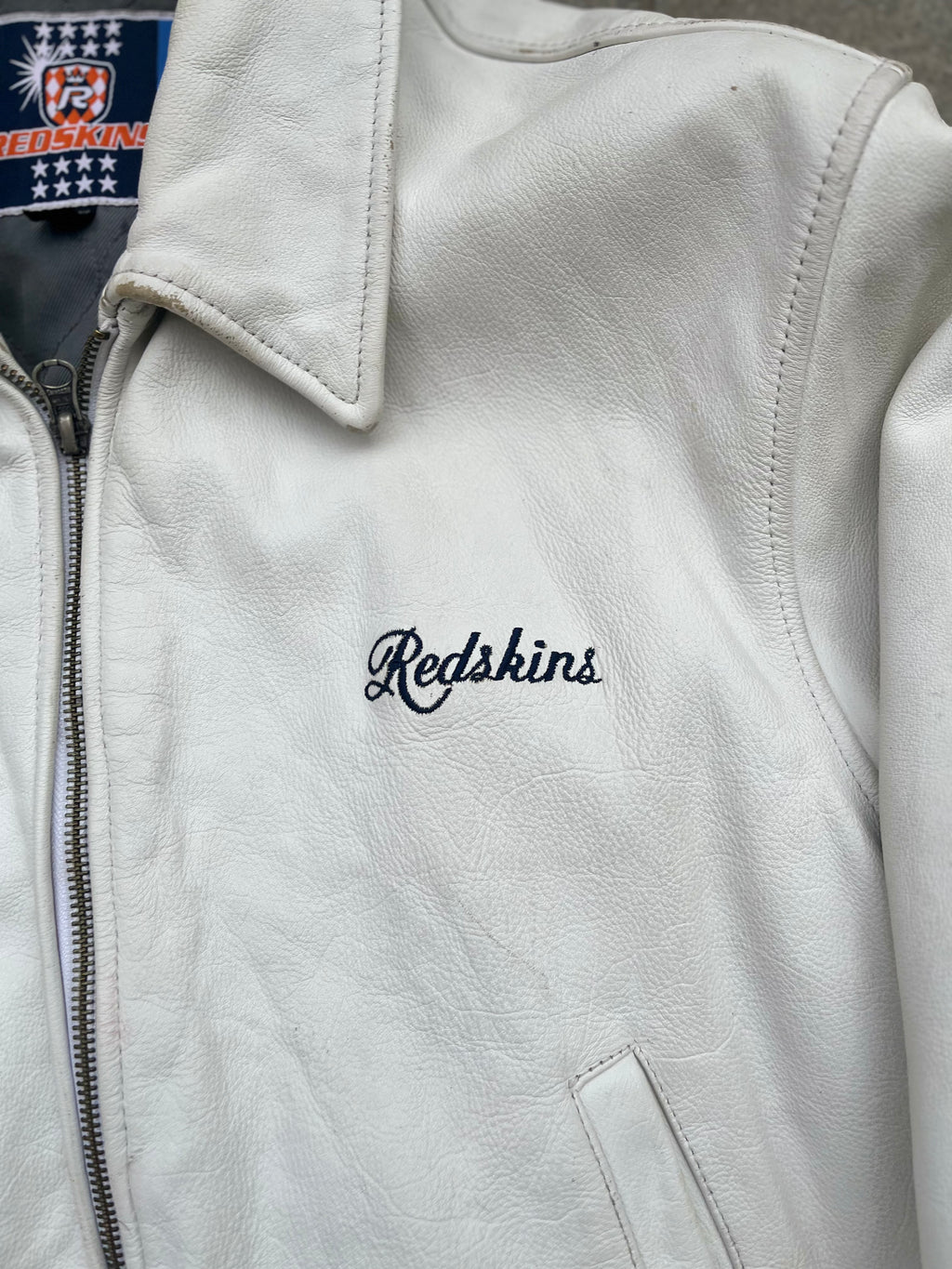 Redskins Total white Varsity Leather Jacket