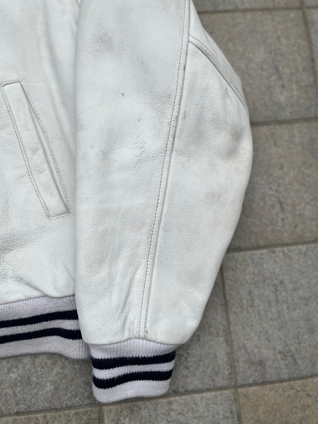 Redskins Total white Varsity Leather Jacket