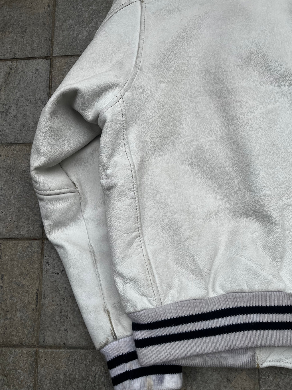 Redskins Total white Varsity Leather Jacket