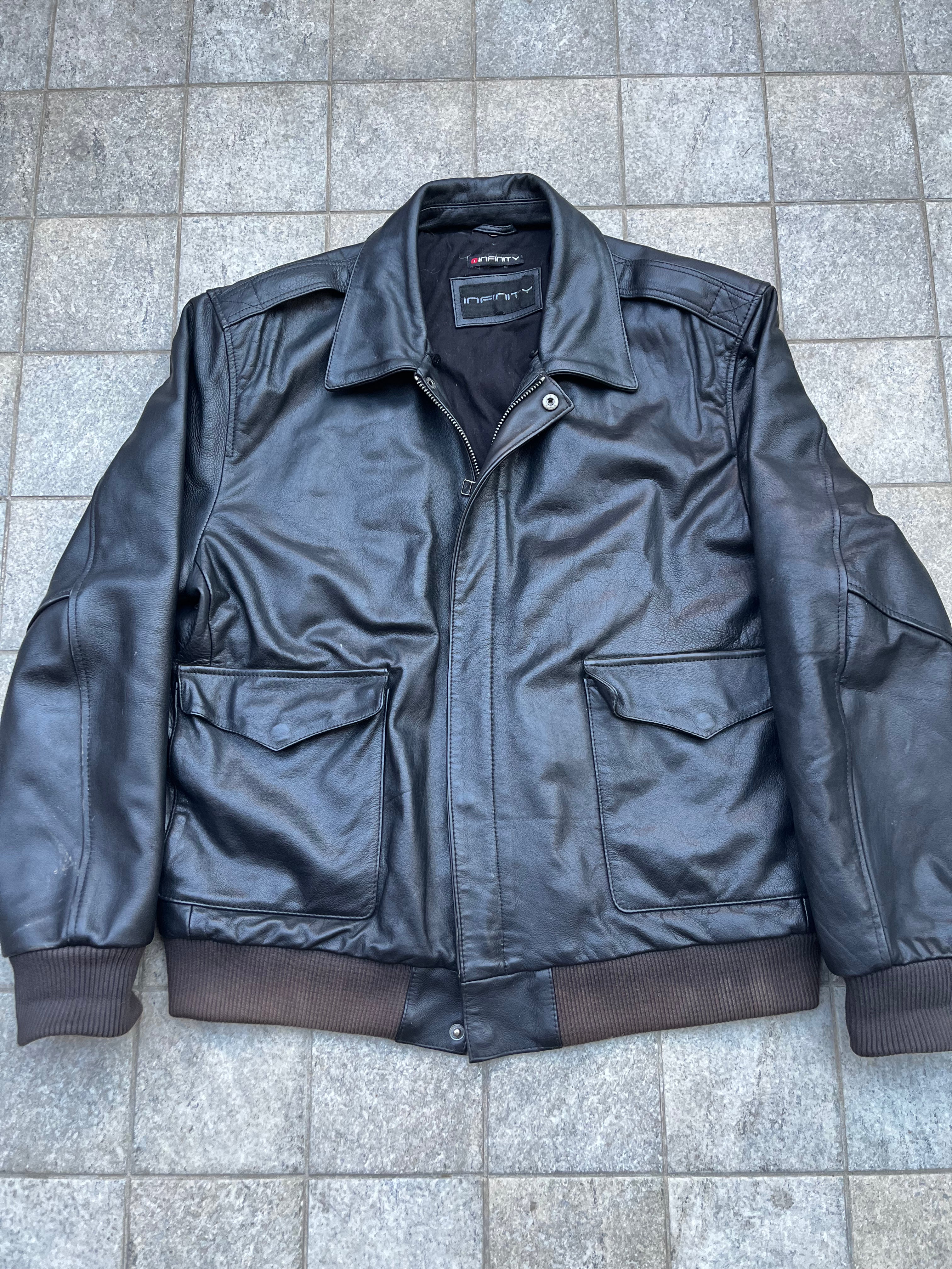 Vintage INFINITY Leather aviator bomber Jacket