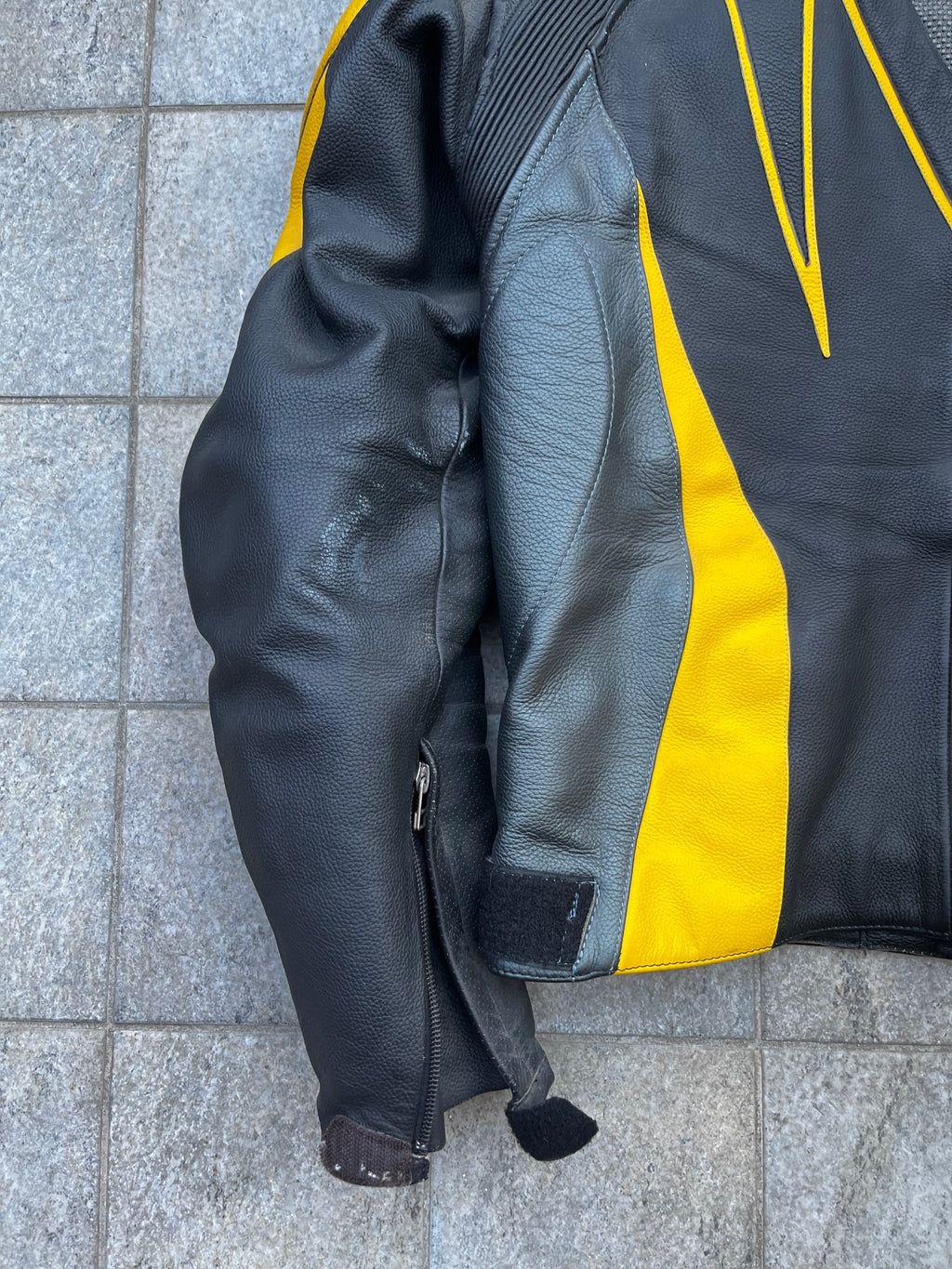 Dainese Black and Yellow biker Leather jacket