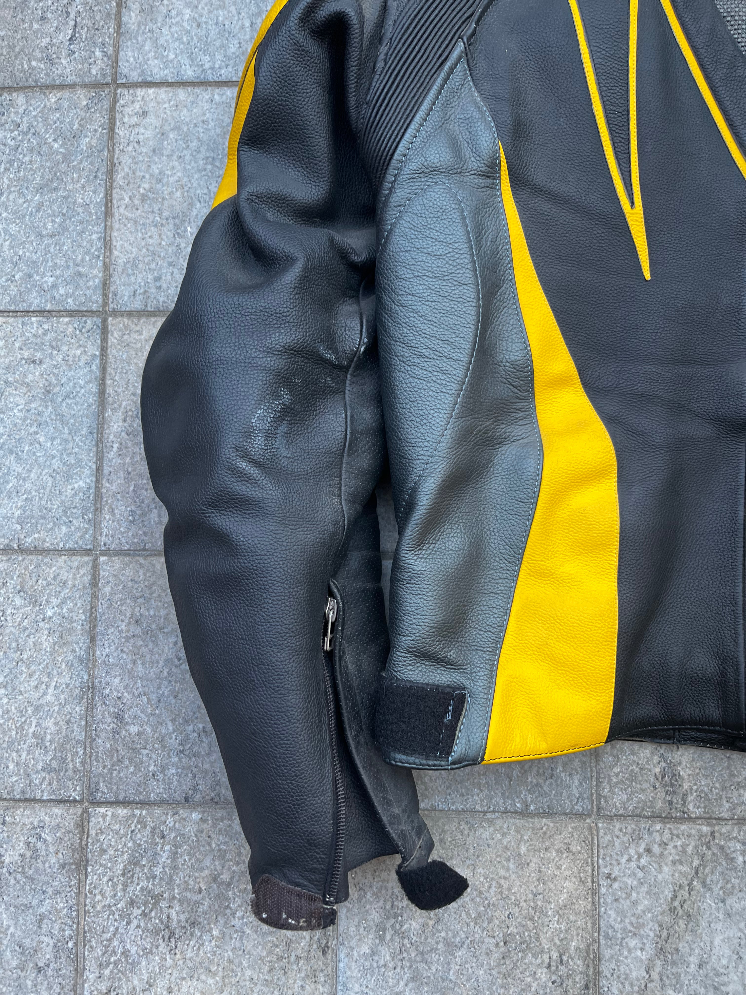Dainese Black and Yellow biker Leather jacket