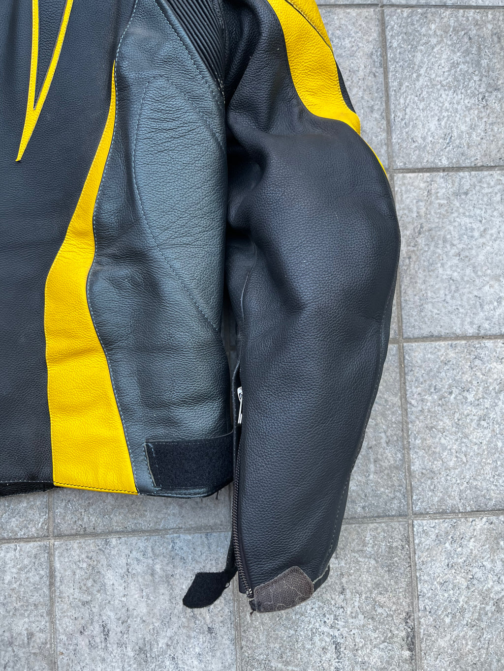 Dainese Black and Yellow biker Leather jacket