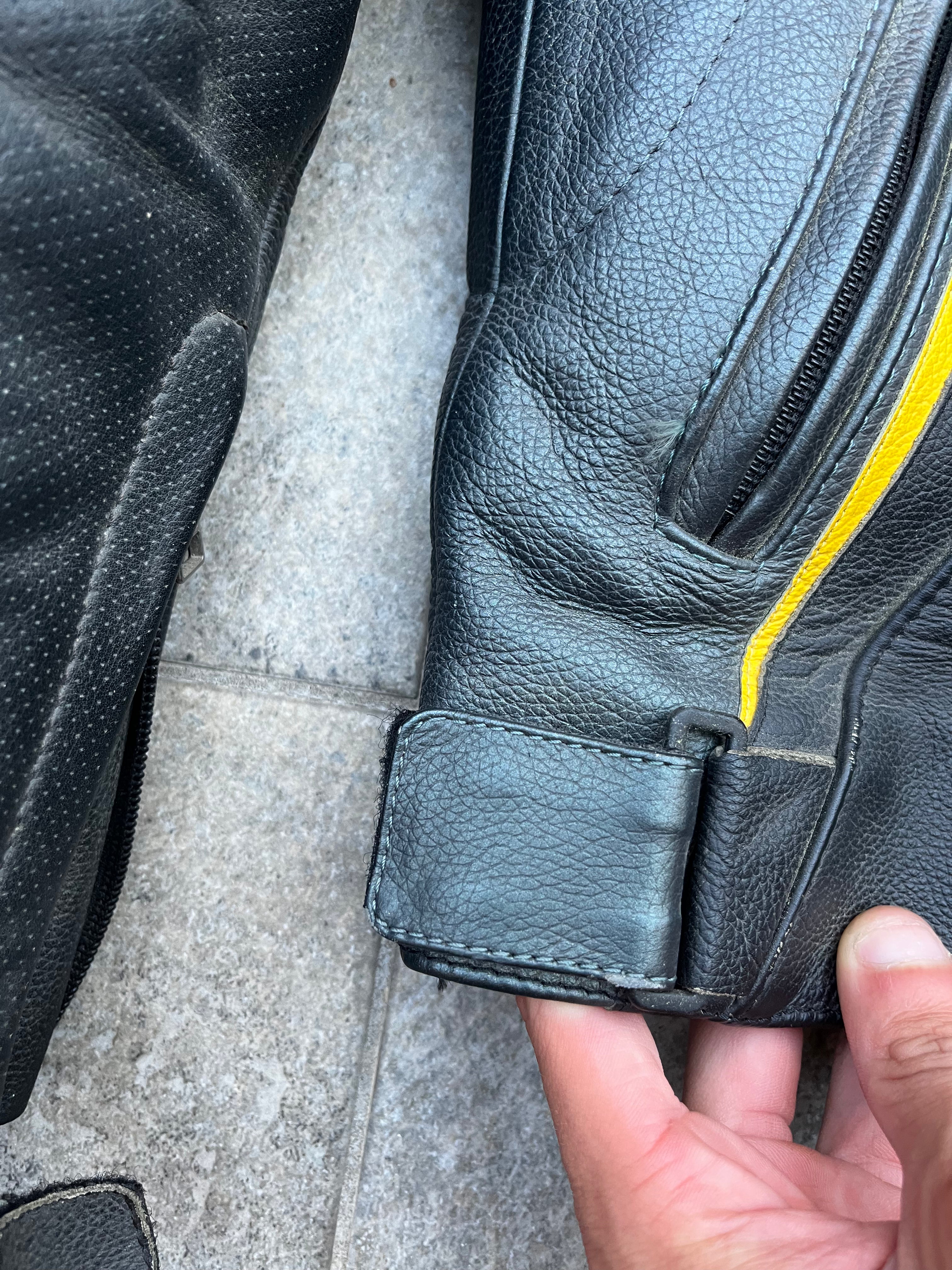 Dainese Black and Yellow biker Leather jacket