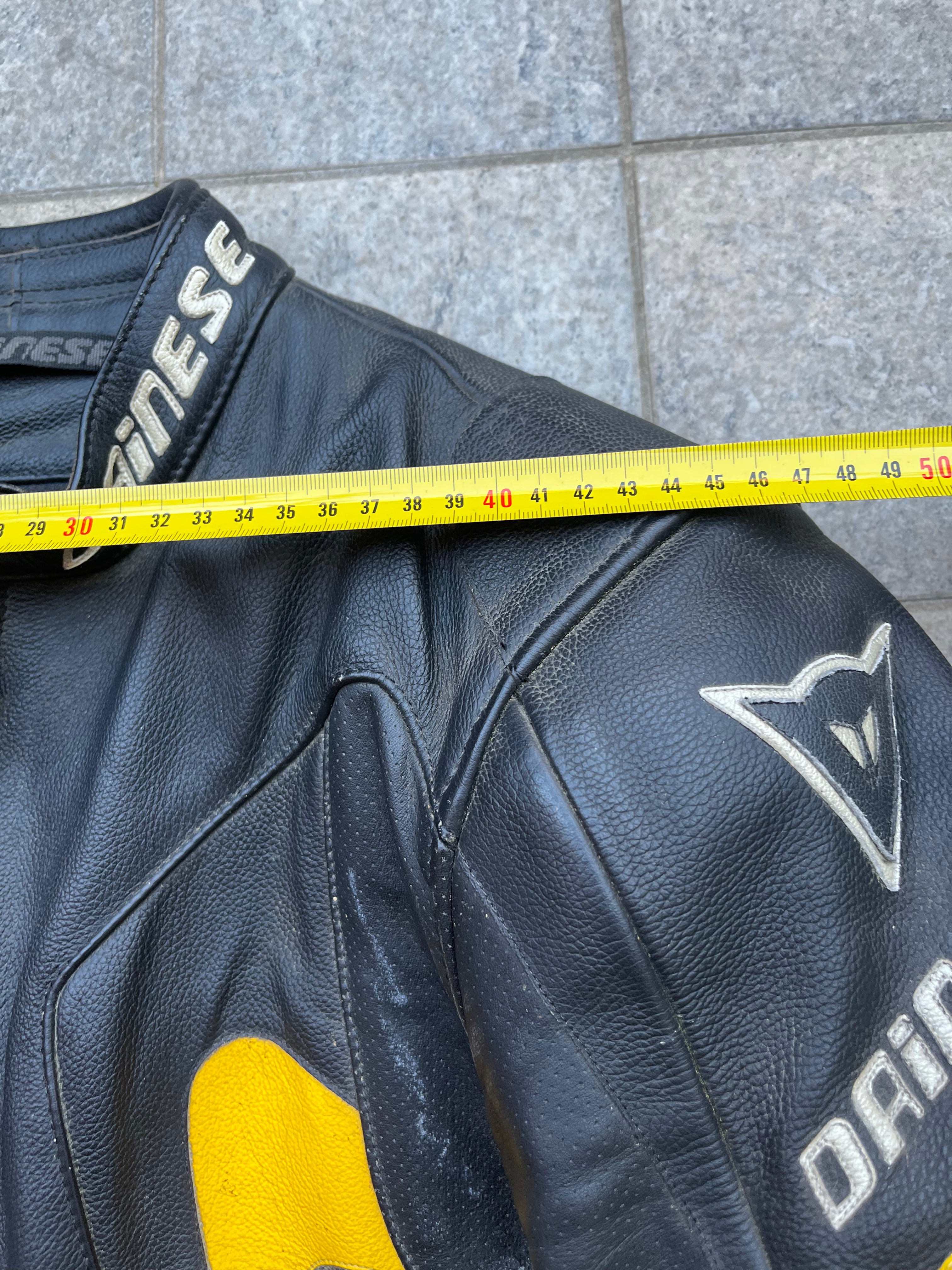 Dainese Black and Yellow biker Leather jacket
